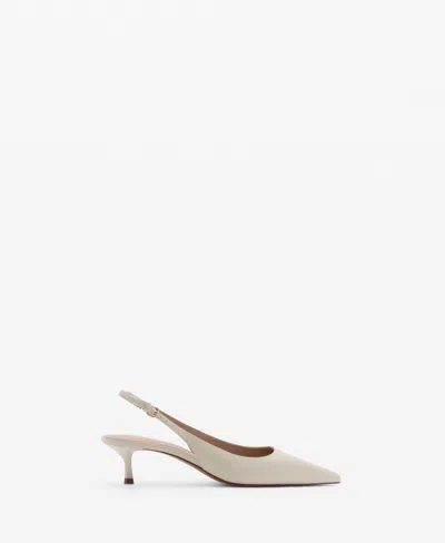 Mango Pointed Kitten Heel In Ecru