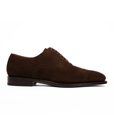 Anthony Veer Windsor Brogue Cap-toe In Tobacco Velvet Brown Suede