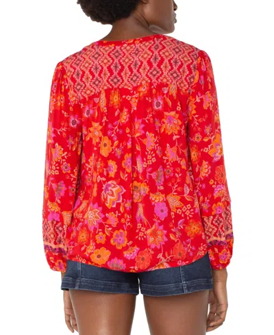 Liverpool Los Angeles Womens Long Sleeve Button Front Woven Blouse P Xs 3x In Red