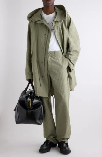 Givenchy Monogram 72 Embossed Fishtail Parka With Removable Hood In Almond Green