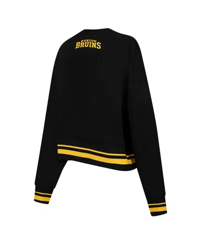 Pro Standard Women's Black Boston Bruins Area Code Cropped Pullover Sweatshirt In Black