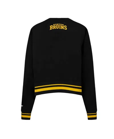 Pro Standard Women's Black Boston Bruins Area Code Cropped Pullover Sweatshirt In Black