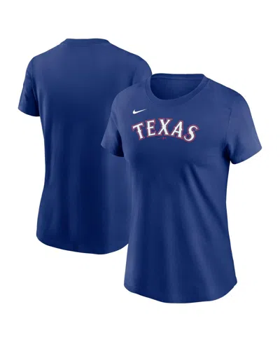 Nike Texas Rangers Wordmark  Women's Mlb T-shirt In Royal
