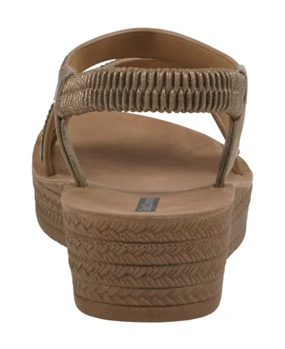 Gc Shoes Women's Ruby Embellished Cross Strap Wedge Sandals In Bronze