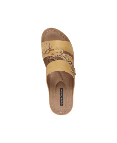 Gc Shoes Women's Halia Floral Wedge Sandals In Yellow
