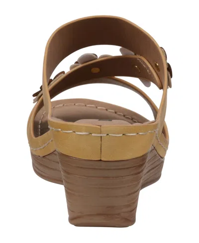 Gc Shoes Women's Halia Floral Wedge Sandals In Yellow