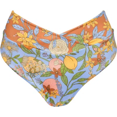 Kitty And Vibe High Hip Crossover Bikini Bottoms With Cheeky Coverage In Aurelia