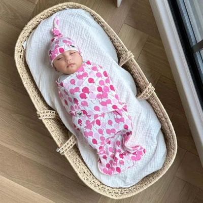 Norani Organic Snugababe Swaddle Sleep Pod With Arm Inserts In Pink Balloons