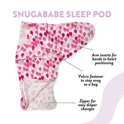 Norani Organic Snugababe Swaddle Sleep Pod With Arm Inserts In Pink Balloons
