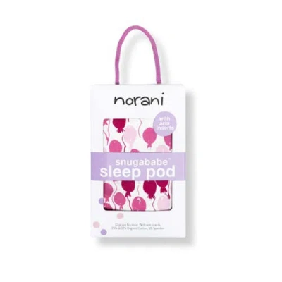 Norani Organic Snugababe Swaddle Sleep Pod With Arm Inserts In Pink Balloons