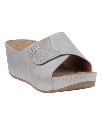 Gc Shoes Women's Annora Embellished Wedge Sandals In Silver
