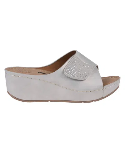 Gc Shoes Women's Annora Embellished Wedge Sandals In Silver