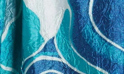 Tahari Asl Tahari Women's Floral-print Square-neck Gown In Teal Navy