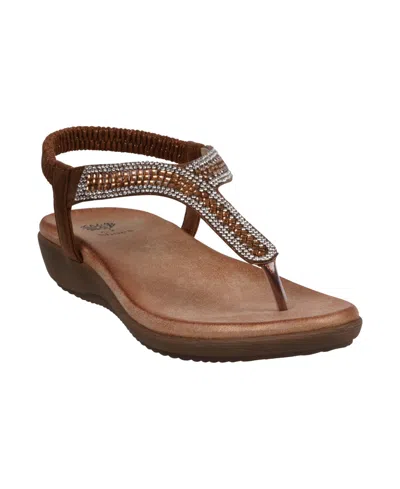 Gc Shoes Women's Lori Embellished Flat Sandals In Bronze