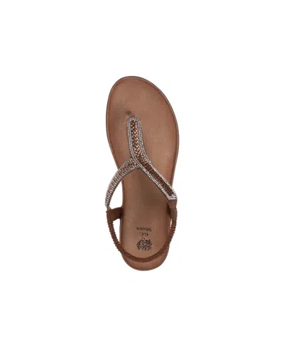 Gc Shoes Women's Lori Embellished Flat Sandals In Bronze
