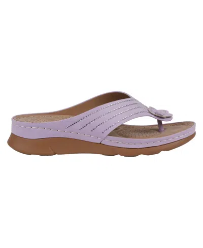 Gc Shoes Women's Amari Flower Thong Flat Sandals In Purple
