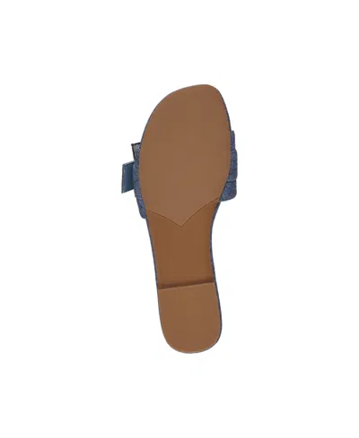 Gc Shoes Women's Bianca Rhinestone Buckle Flat Sandals In Denim