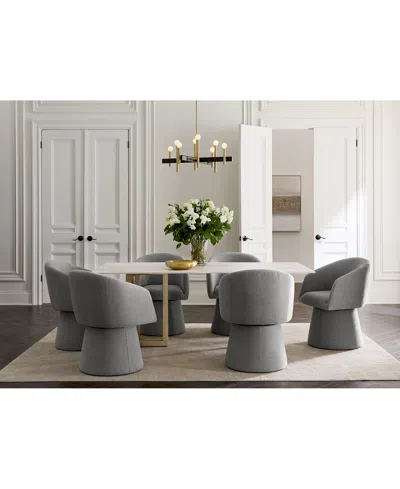 Macy's 7 Pc. Dining Set (emila Rectangular Table & 6 Korder Chairs), Created For  In Pewter