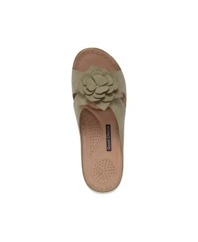 Gc Shoes Women's Claire Flower Rosette Comfort Sandals In Green
