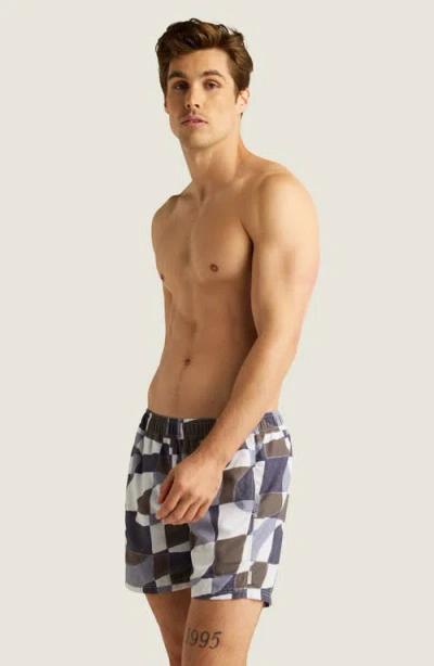 Auto-reply™ Sebastian Print 4-inch Nylon Swim Trunks In Abstract Geo