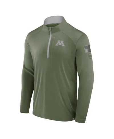 Fanatics Men's Olive Minnesota Golden Gophers Oht Military Appreciationâ Defender Quarter-zip Jacket In Olive