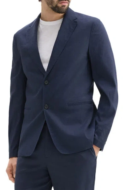 Theory Clinton Navy Stretch Linen Blend Sport Coat In Eclipse