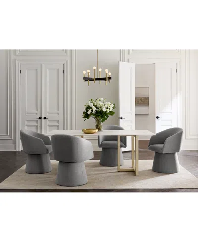Macy's 7 Pc. Dining Set (emila Rectangular Table & 6 Korder Chairs), Created For  In Pewter
