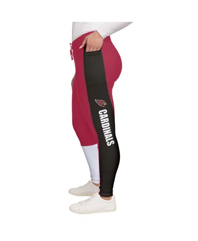 Wear By Erin Andrews Women's Cardinal/black Arizona Cardinals Color Block Leggings In Cardinal,black