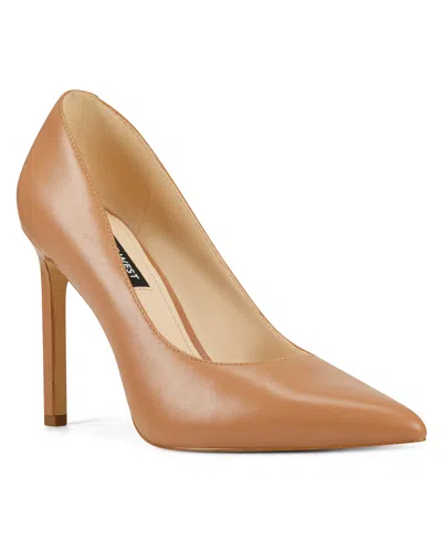 Nine West Women's Tatiana Pointy Toe High Stiletto Pumps In Cognac Leather
