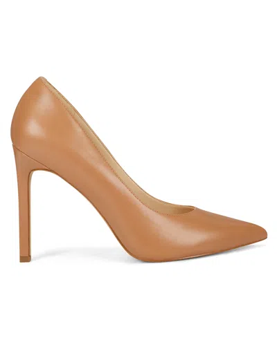 Nine West Women's Tatiana Pointy Toe High Stiletto Pumps In Cognac Leather