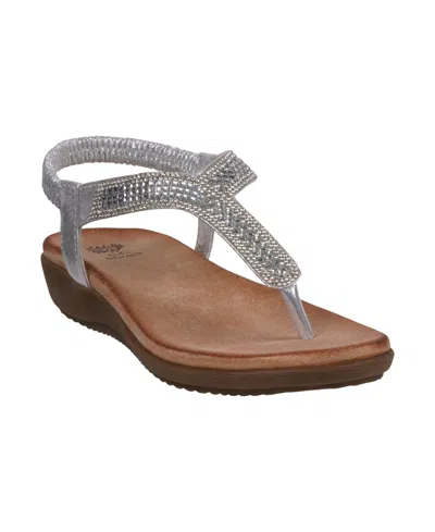 Gc Shoes Women's Lori Embellished Flat Sandals In Silver