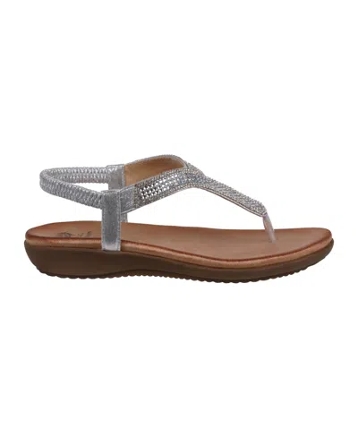 Gc Shoes Women's Lori Embellished Flat Sandals In Silver