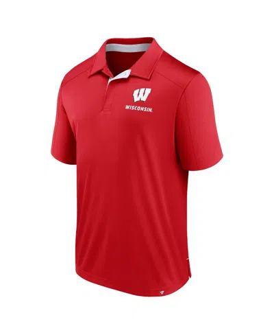 Fanatics Men's Red Wisconsin Badgers Fundamental Defender Polo Shirt In Red