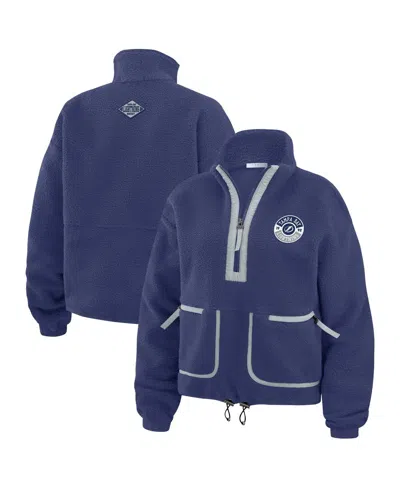 Wear By Erin Andrews Women's Blue Tampa Bay Lightning Polar Fleece Half-zip Jacket In Blue