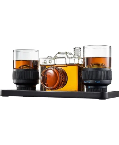 The Wine Savant Camera Shaped Wine And Whiskey Decanter Set In Clear