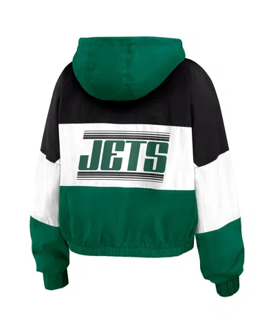 Wear By Erin Andrews Women's Green/black New York Jets Plus Size Color Block Full-zip Windbreaker Jacket In Green