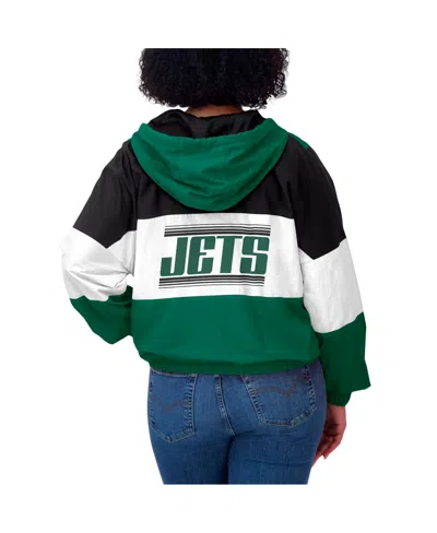 Wear By Erin Andrews Women's Green/black New York Jets Plus Size Color Block Full-zip Windbreaker Jacket In Green