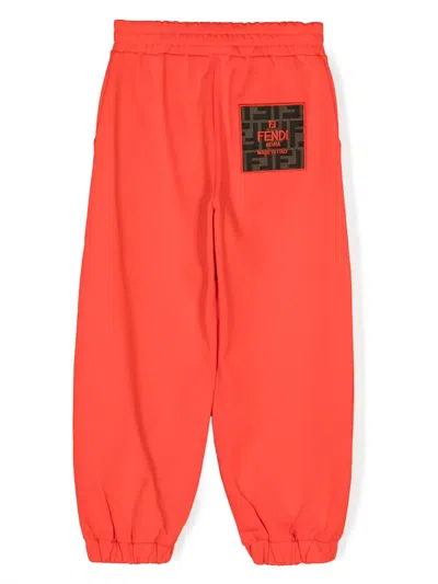Fendi Kids Logo Joggers In Red