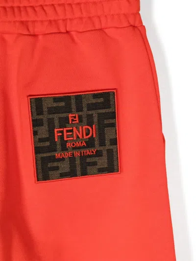 Fendi Kids Logo Joggers In Red