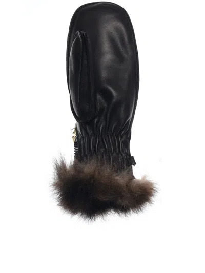 Restelli Water-repellent Nappa Leather Mitten Accessories In Black