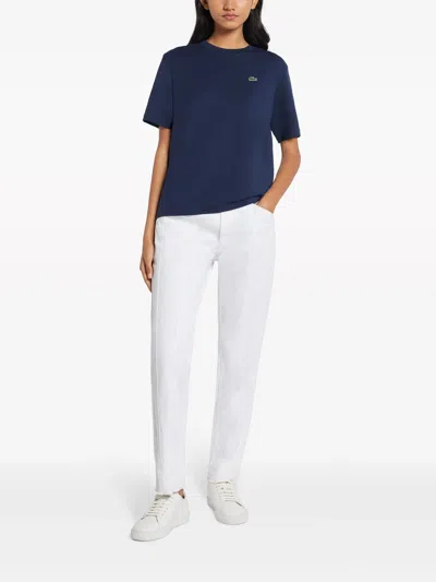 Lacoste T Shirt In Soft Cotton Relaxed Fit In White