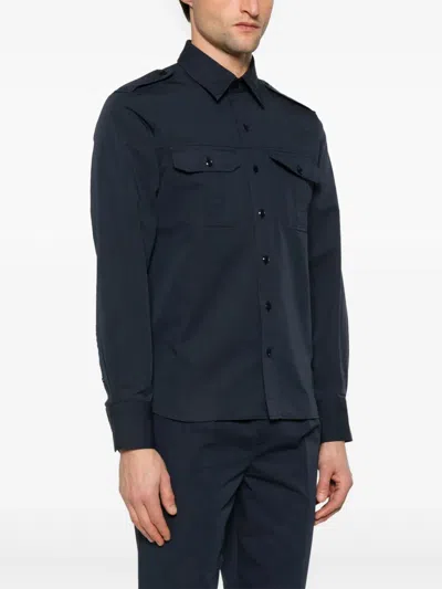 Tom Ford Cotton And Silk-blend Poplin Shirt In Blue