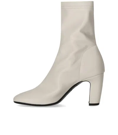 Strategia Zhaira White Heeled Ankle Boot In White