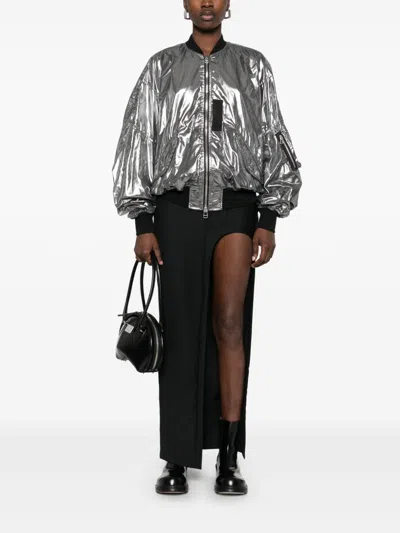 Junya Watanabe Metallic Effect Bomber Jacket In Silver