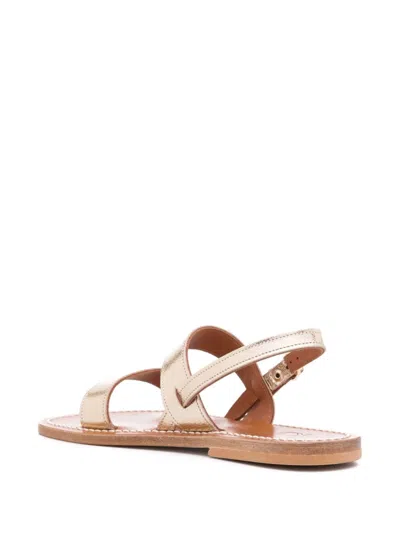 Kjacques K Jacques St Tropez Barigoule Leather Flat Sandals In Golden