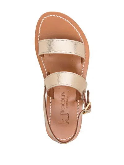 Kjacques K Jacques St Tropez Barigoule Leather Flat Sandals In Golden