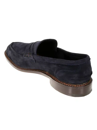 Tricker's Suede Loafers With Round Toe And Penny Strap In Black