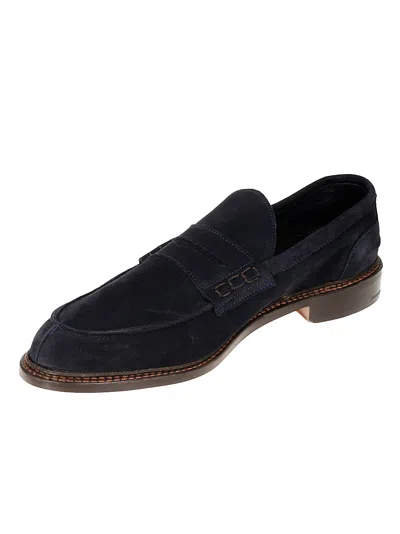 Tricker's Suede Loafers With Round Toe And Penny Strap In Black