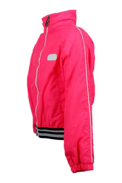 Gcds Bomber Jacket With Nylon Zip With Writing In Fucsia