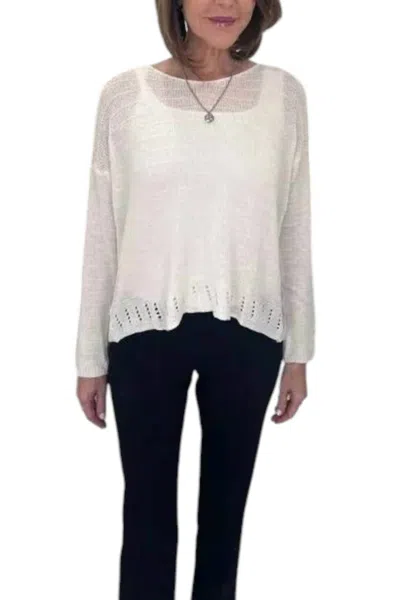 Tina Stephens Italy Cheryl Linen Sweater In White In White